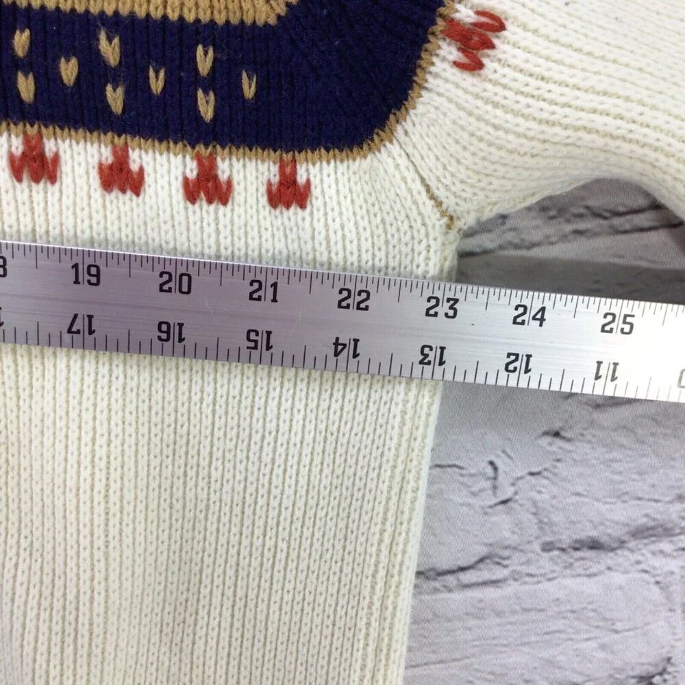 JC Penney Vintage Sweater 70's Nordic Knit Mens Sz‎ L Large Flaw Small Hole